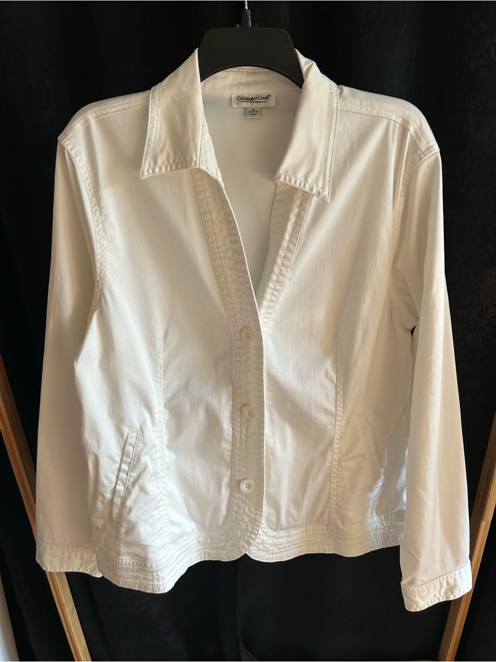 Coldwater Creek White Button-Front Collared Jacket Top